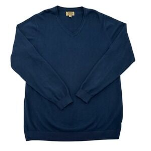 The Foundry Sweater Comfy Warm Long Sleeve Cotton V-Neck Blue Sweater Men L Tall